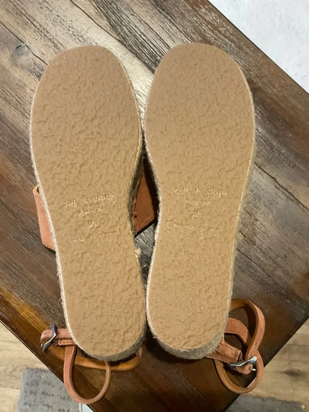 Rag & Bone Hera Wedge Espadrille Tan Suede Sandals size EU 38.5/US 8.5